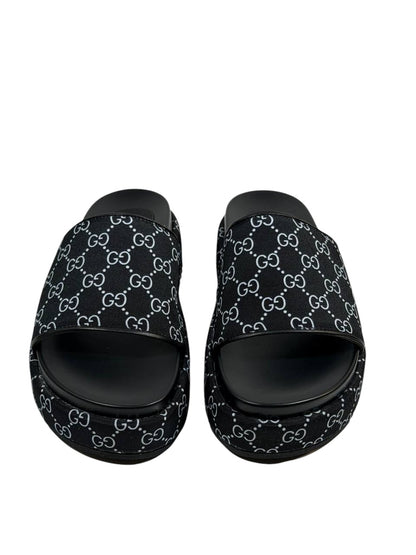 GUCCI GG Canvas Slide Sandals – Black Monogram Edition 🖤🌀
