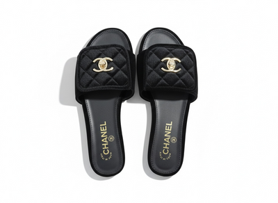 CHANEL Quilted Velvet Slides – Black 🖤✨ | Timeless CC Luxury