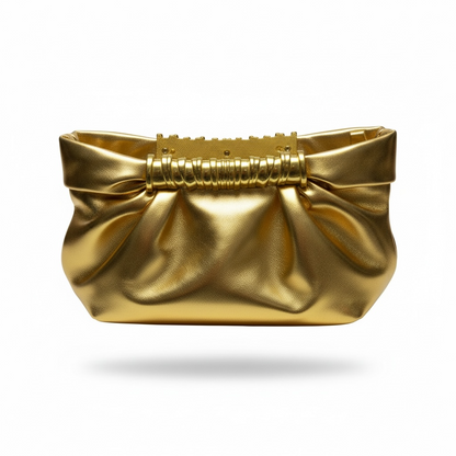 JW PEI Ruched Clutch Bag – Metallic Gold ✨💛 | Luxe Statement Piece