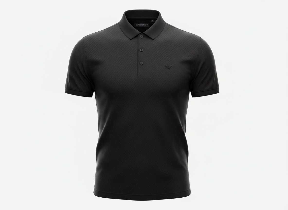 Emporio Armani Black Textured Polo Shirt 🖤✨ Sleek Luxury Essential