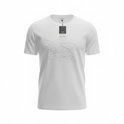 Burberry White Embroidered Knight T-Shirt 🤍✨ Premium Heritage Edition