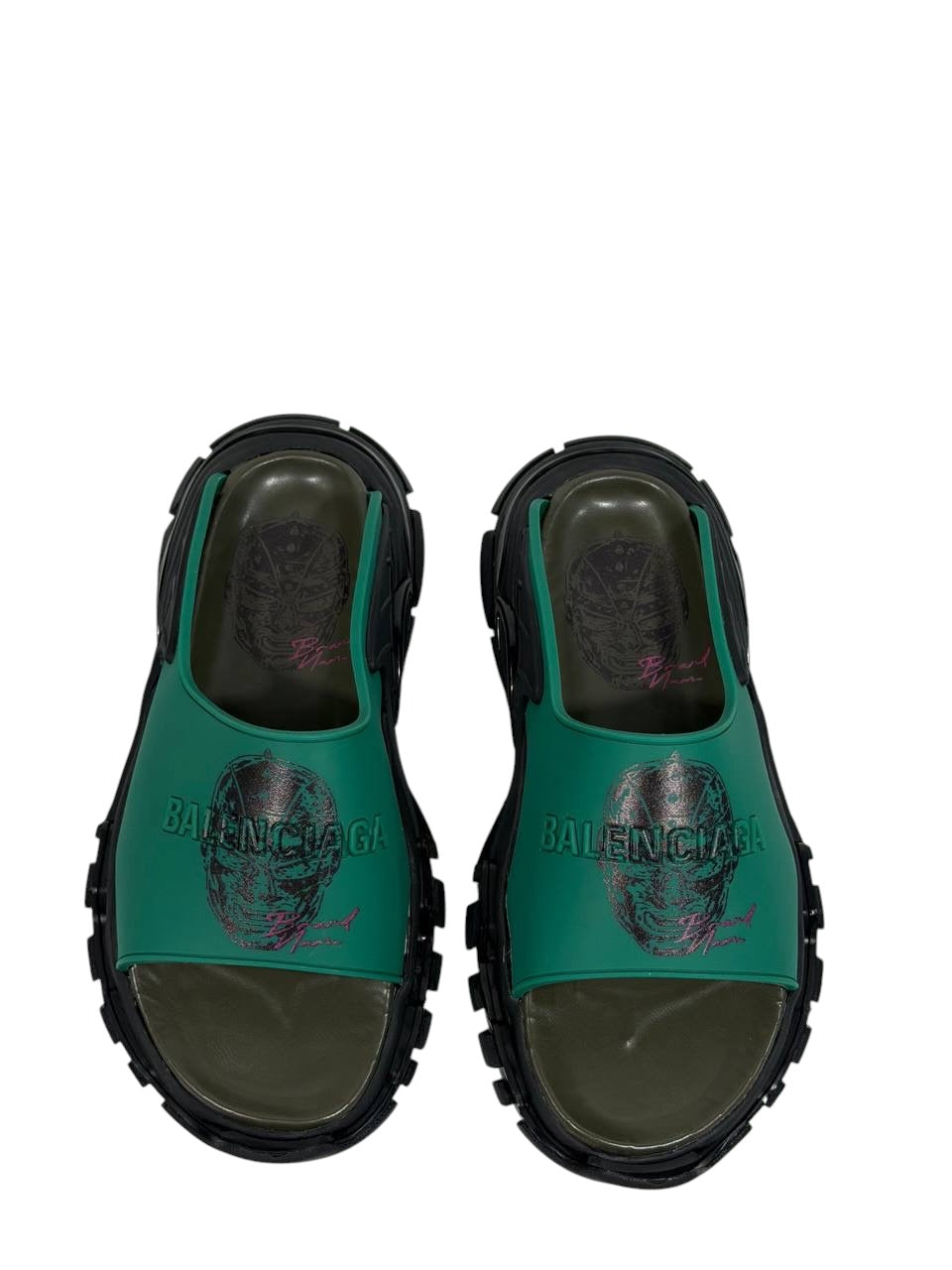 Balenciaga Graphic Slide Sandals – Green & Black Edition 💚🔥