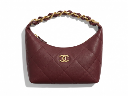 ✨ Chanel Quilted Hobo Bag – Burgundy Leather Shoulder Bag