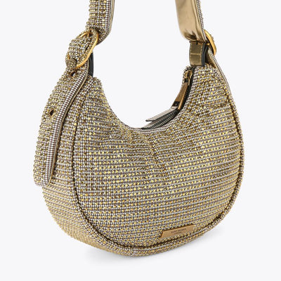 gold crystal Kurt Geiger hobo shoulder bag with gold hardware