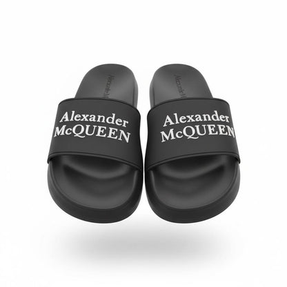 Alexander McQueen Black Logo Slides 🖤✨ | Luxury Minimal Summer Essential 🔥👑