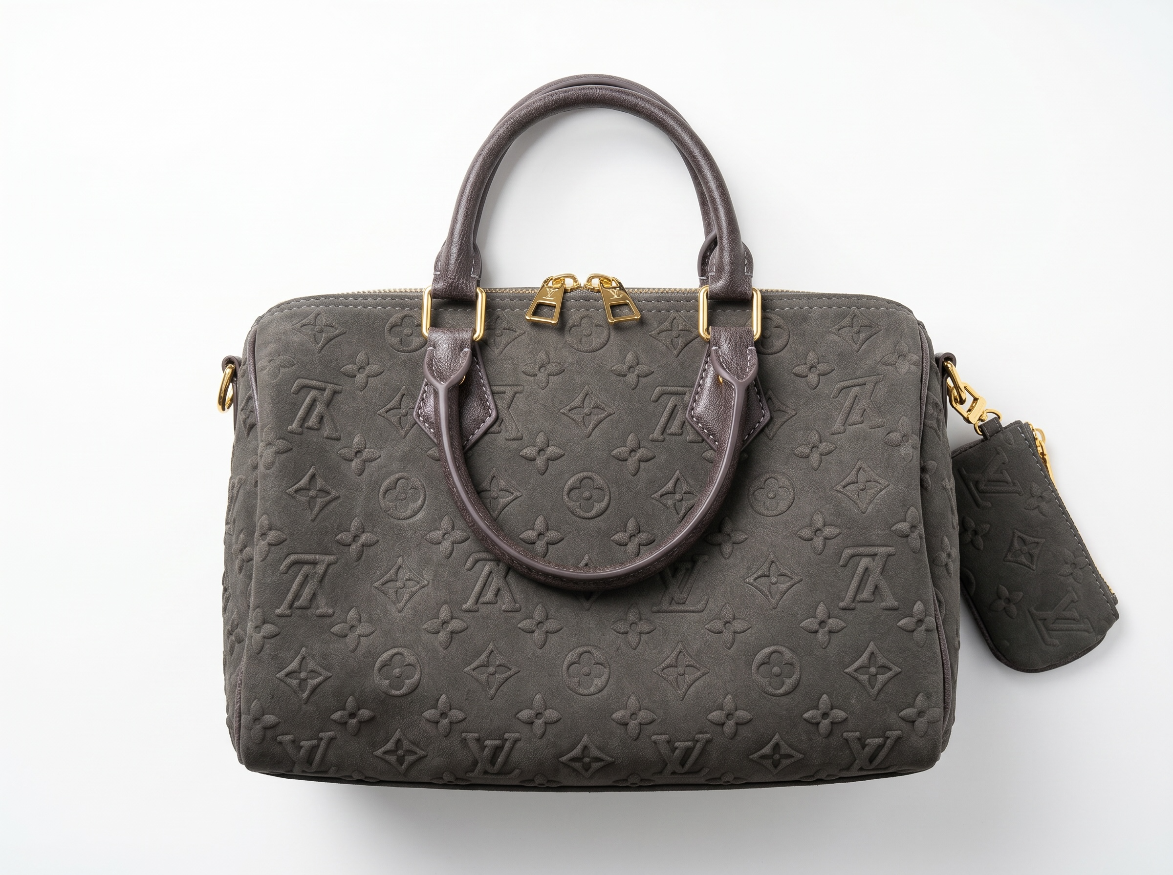 🩶 Louis Vuitton Speedy Bandoulière Monogram Embossed Suede Bag ✨