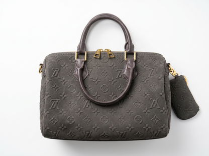 🩶 Louis Vuitton Speedy Bandoulière Monogram Embossed Suede Bag ✨