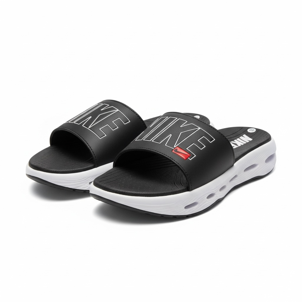 Nike Air Cushion Slides Black & White ⚫🤍 | Elevated Comfort Edition 👟🔥