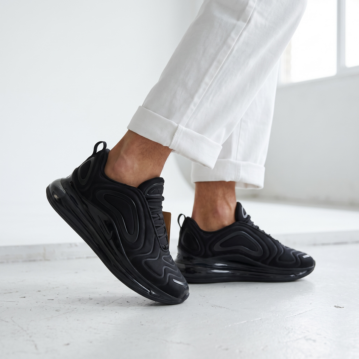 🖤👟 Nike Air Max 720 Triple Black Luxury Lifestyle Sneakers – Full Air Cushion Streetwear Running Shoes 🔥⚡