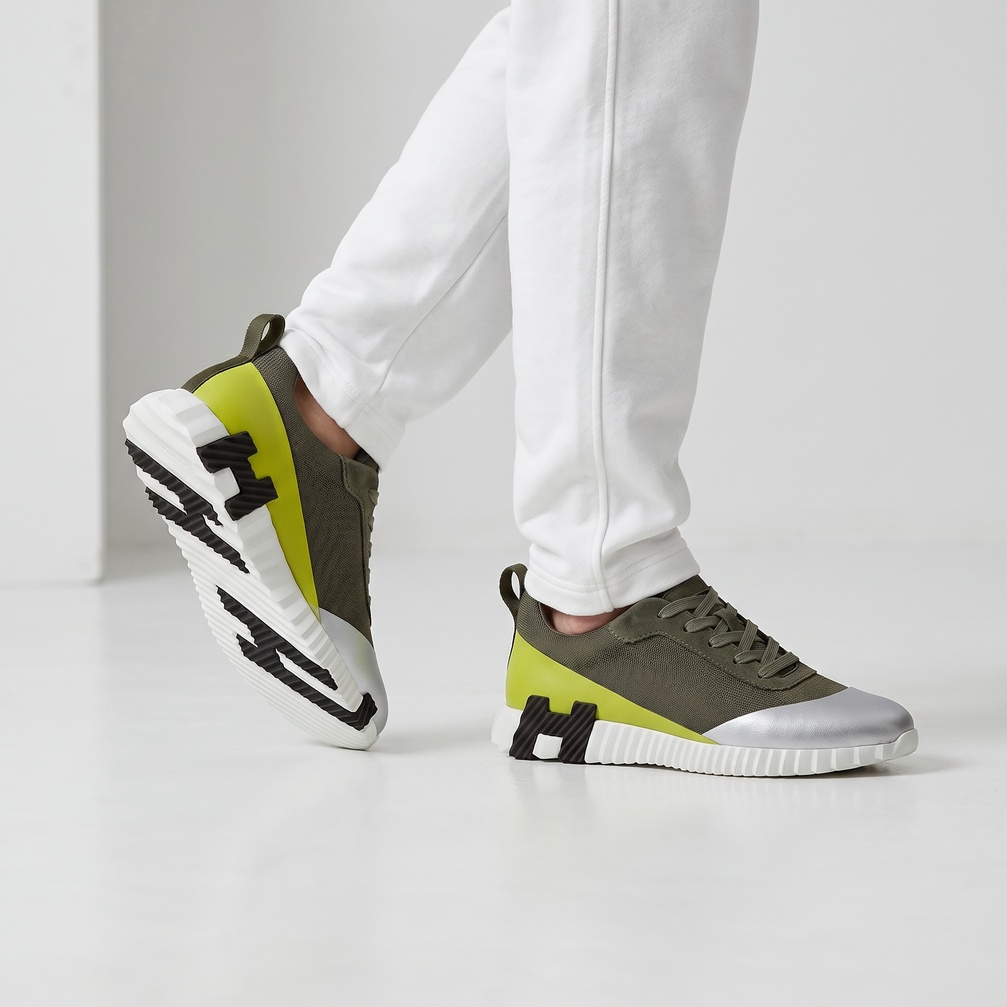 💚🩶 Hermès Futuristic Colorblock Sneakers 👟⚡
