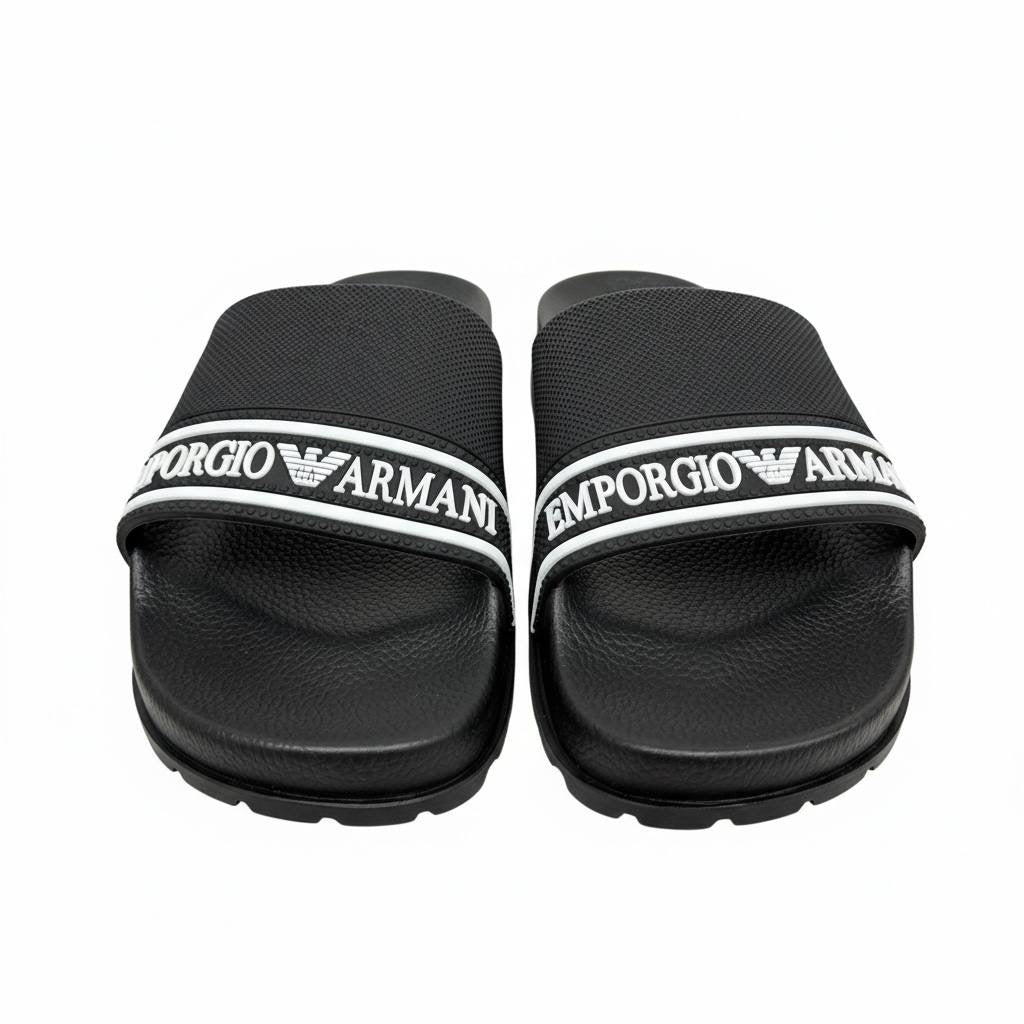 Emporio Armani Logo Slides – Black Edition ⚫✨