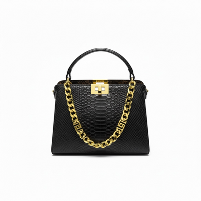 Fendi Black Croc-Embossed Handbag 🖤✨ | Luxury Chain Designer Bag