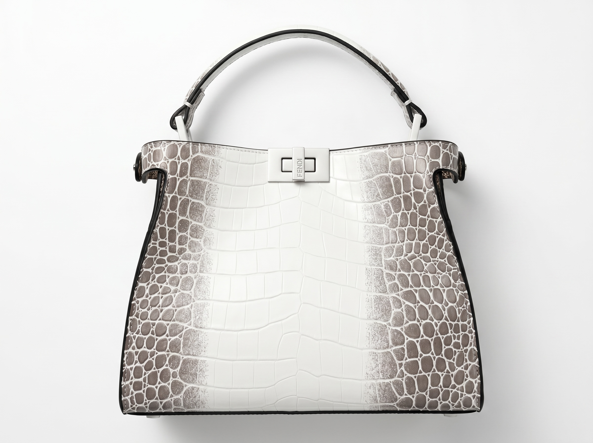 ✨ Fendi Peekaboo White Croc-Embossed Icon Bag 🤍🐊