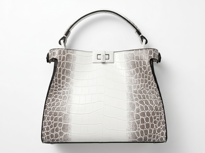 ✨ Fendi Peekaboo White Croc-Embossed Icon Bag 🤍🐊