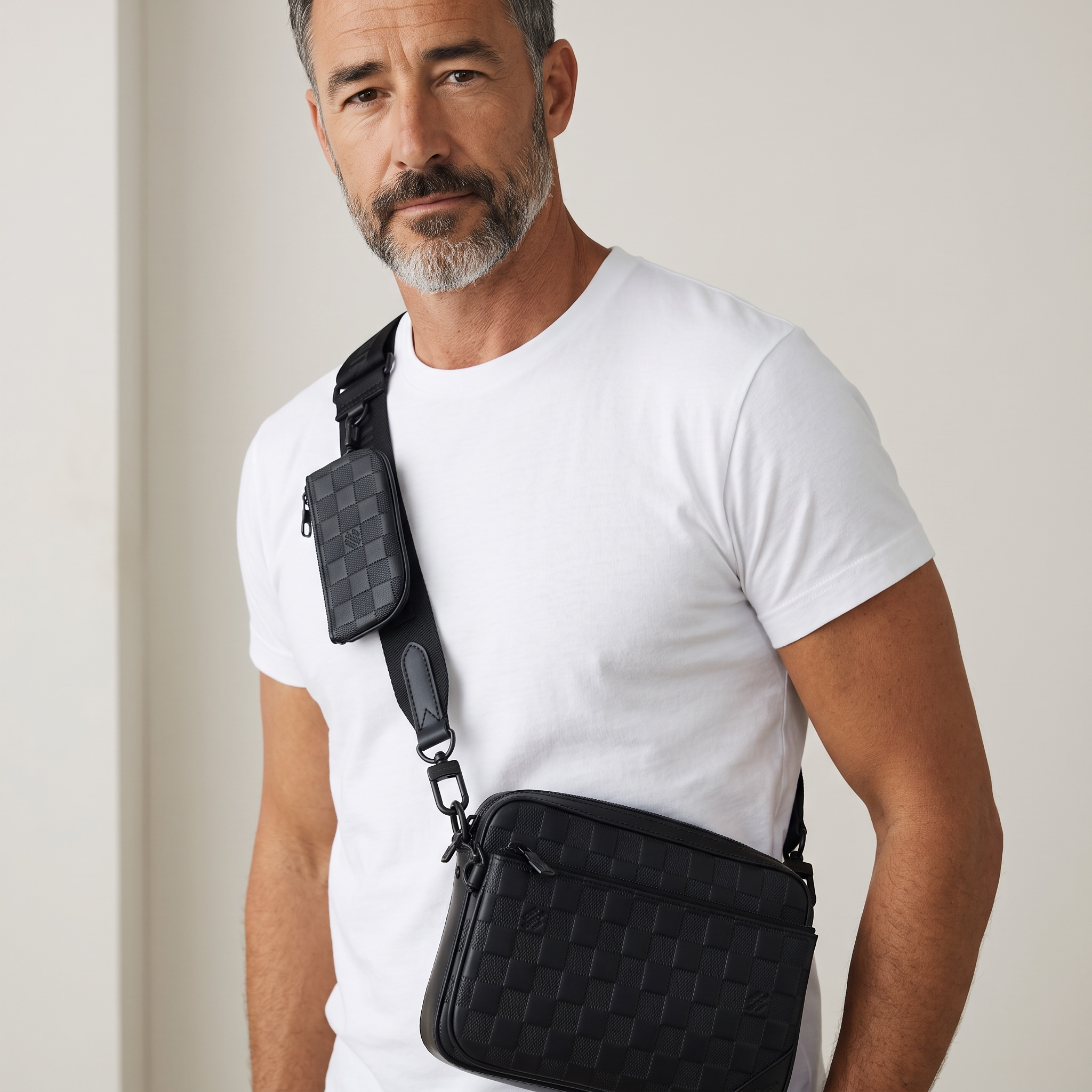Louis Vuitton Damier Leather Crossbody Bag – Black