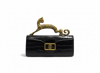LANVIN Panther Top Handle Bag – Black Croc 🖤🐆 | Sculptural Luxury Statement