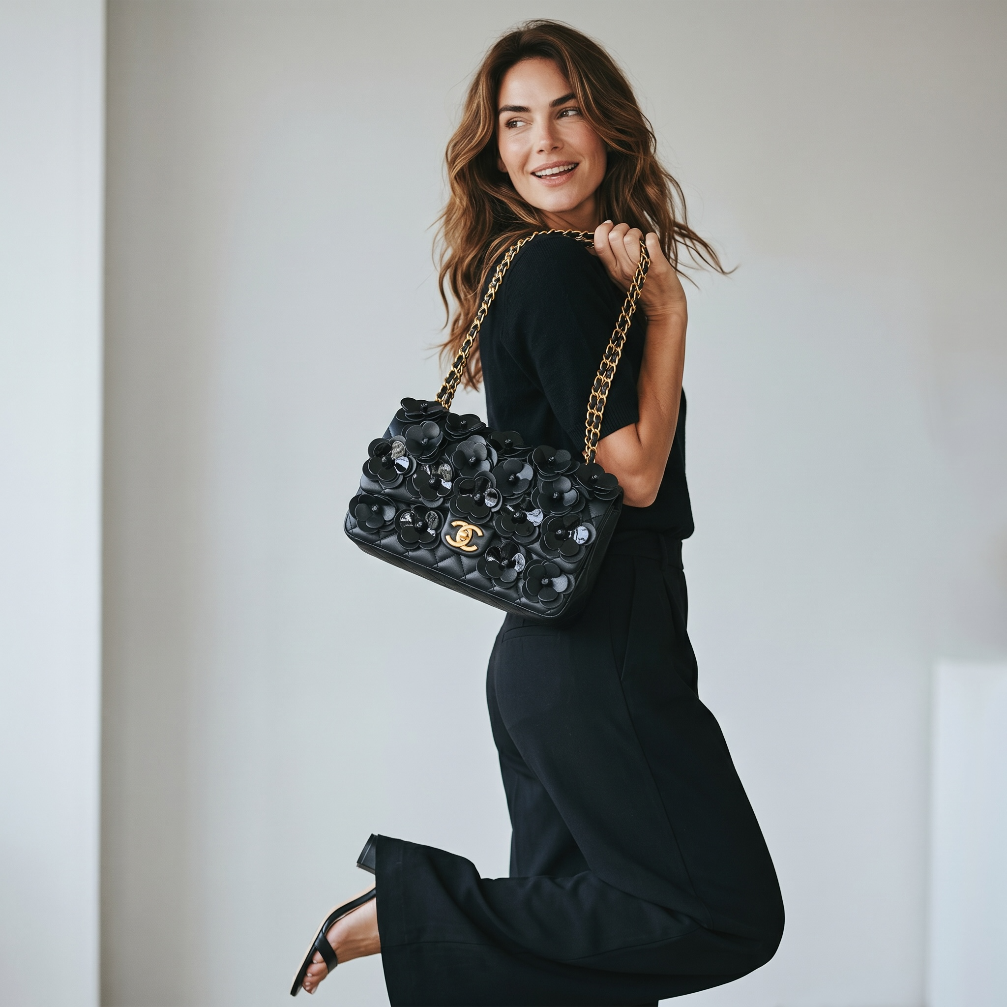 Chanel Black Camellia Statement Bag 🖤✨