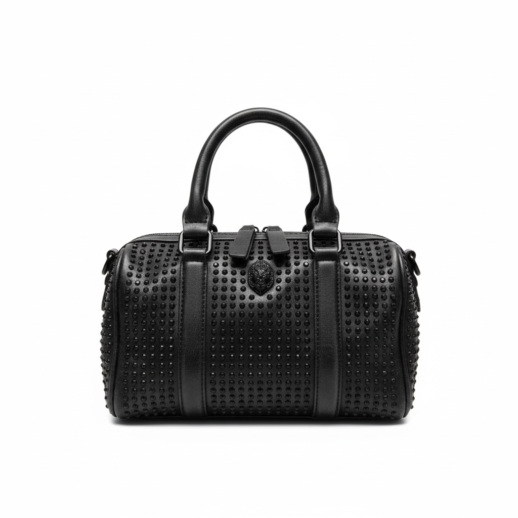 🖤 Kurt Geiger Black Studded Top Handle Bag – Crystal Embellished Mini Boston Bag