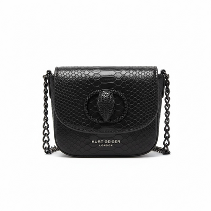 🖤 Kurt Geiger Black Snake-Embossed Eagle Crossbody Bag
