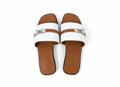 HERMÈS Inspired Oran Lock Sandals 🤍🤎 | Classic Contrast Edition
