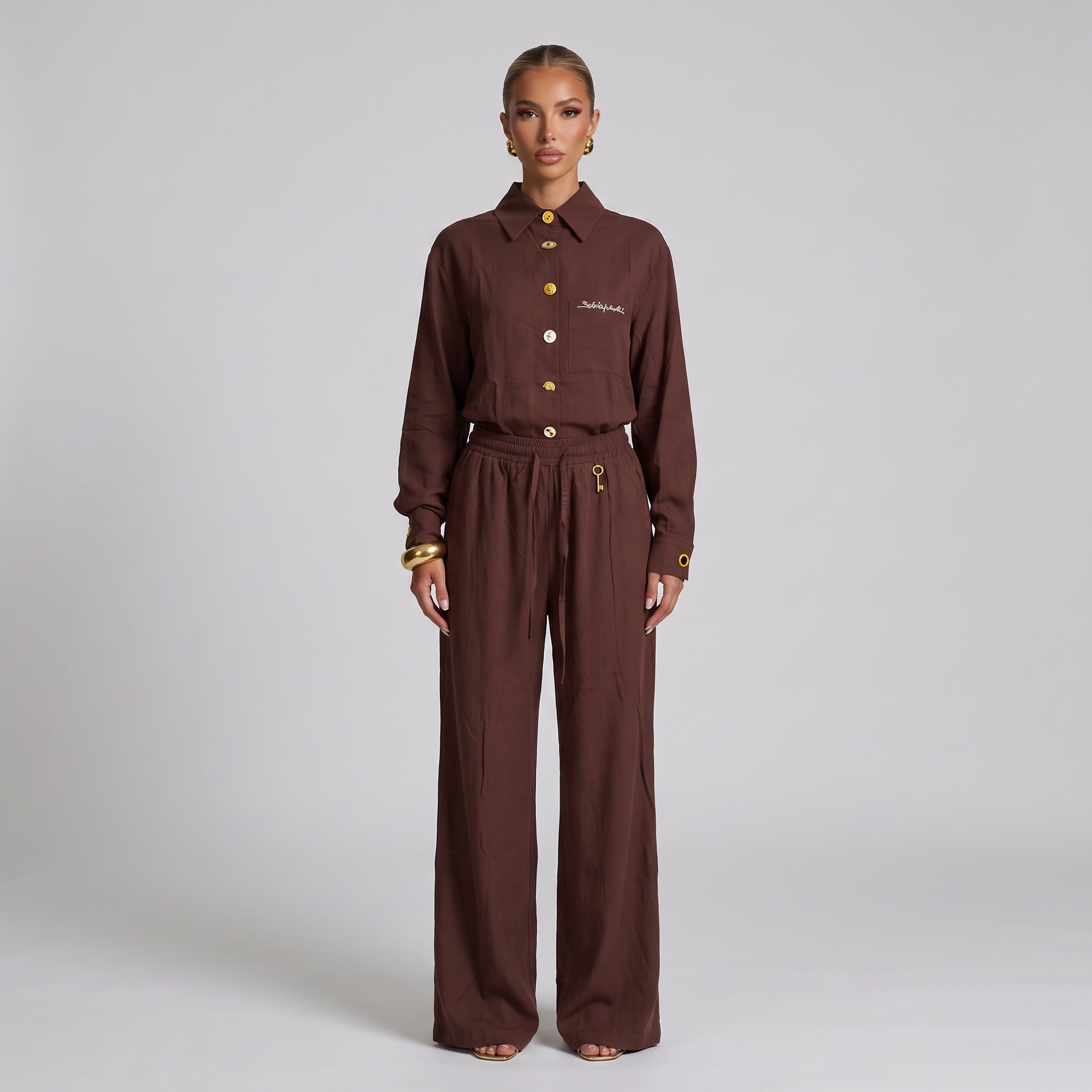 Schiaparelli Linen Shirt & Pants Set one size🥥🍫