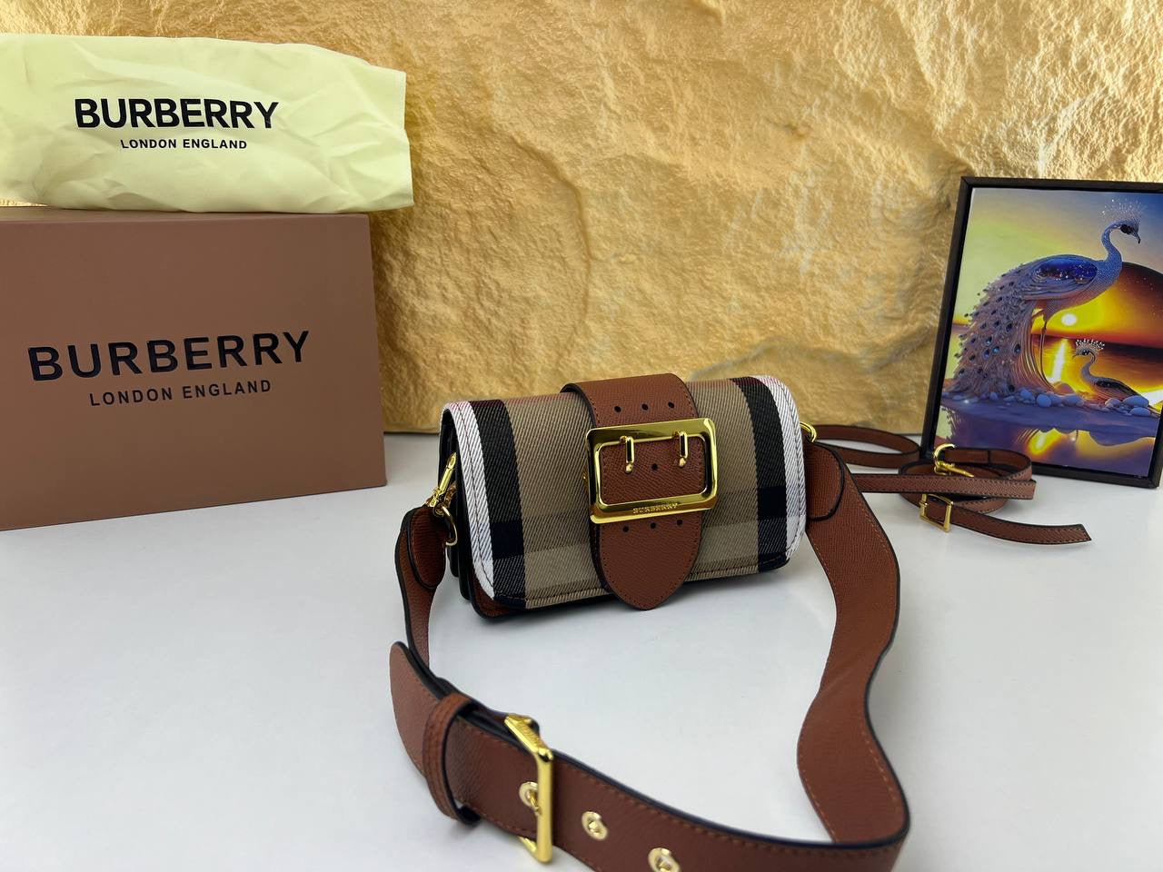 Burberry Mini Belt Bag in Vintage Check Canvas