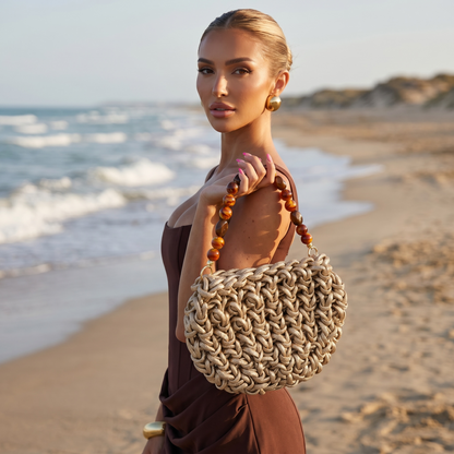 ✨ Amber Beaded Handwoven Clutch Bag ✨