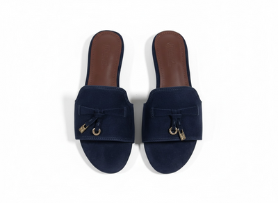 LORO PIANA Style Navy Suede Slides 💙✨ | Elegant Minimal Edition