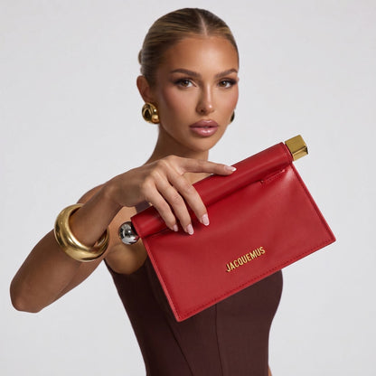 ❤️ Jacquemus Le Bambis Leather Clutch – Scarlet Red Edition ✨👜