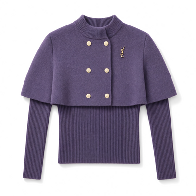 Saint Laurent Cropped Cape Jacket – Purple 🟣