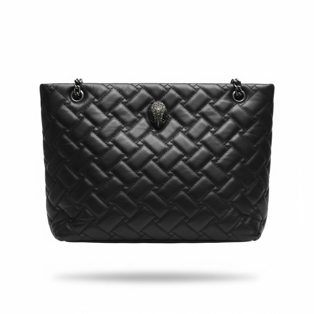 🖤 Kurt Geiger Black Quilted Eagle Shoulder Bag – Large Chain Tote