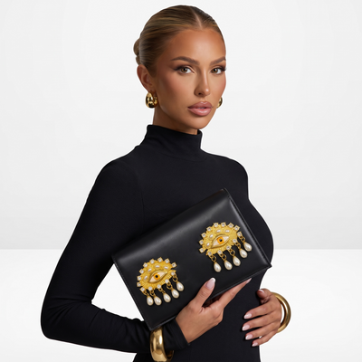 Schiaparelli Eye Embellished Black Clutch – Iconic Couture Statement 👁🖤