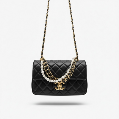 🖤✨ Chanel Quilted Pearl Chain Flap Bag ✨🖤
