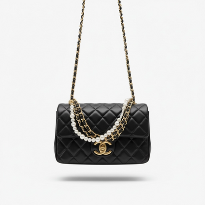 🖤✨ Chanel Quilted Pearl Chain Flap Bag ✨🖤