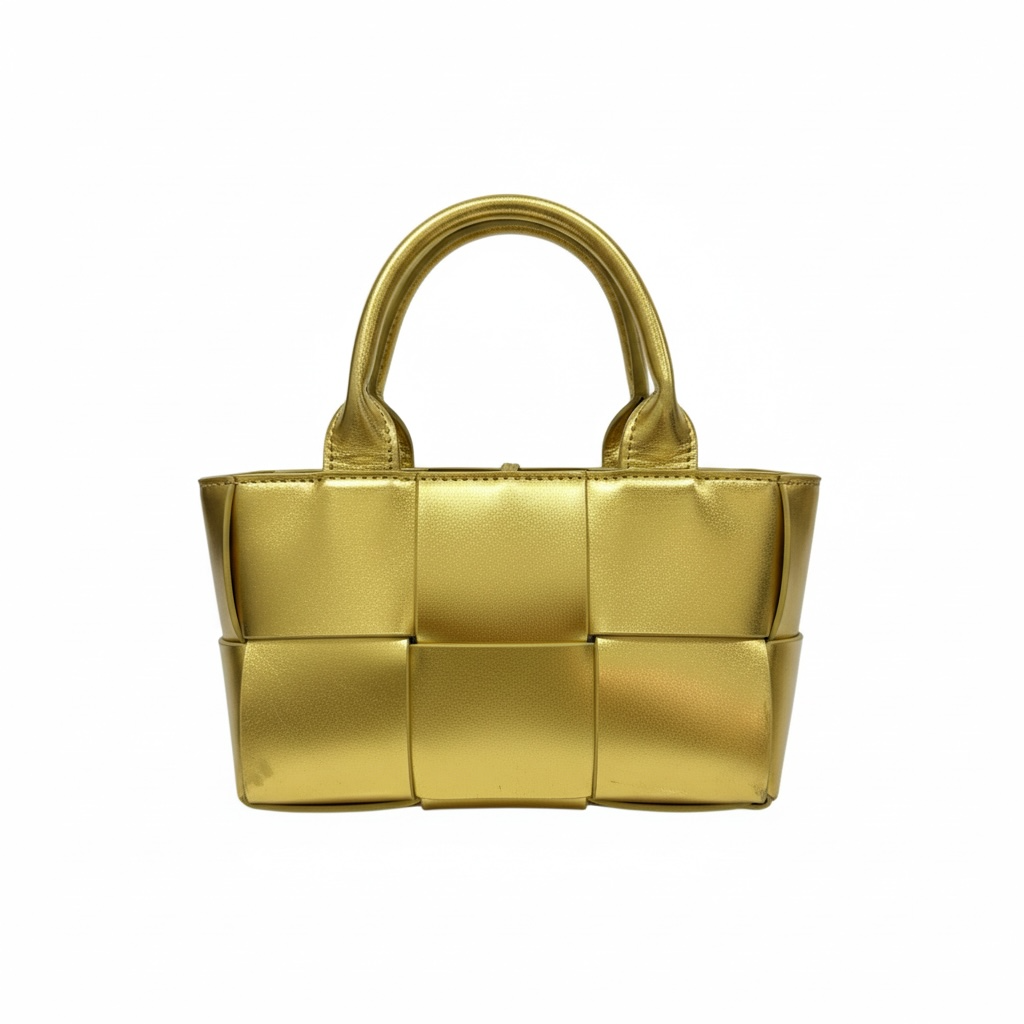 💛 Gold Bottega Veneta Mini Intrecciato Tote & Card Holder