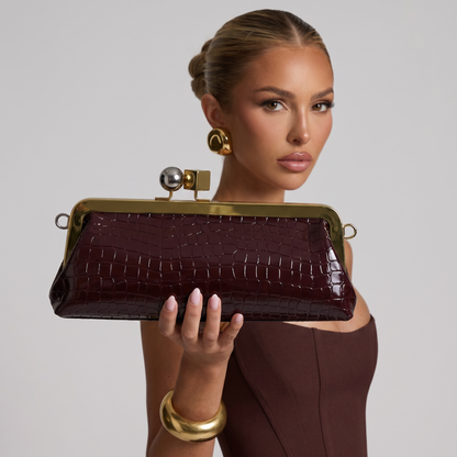 Jacquemus Bordeaux Croc Clutch Bag 🍷✨