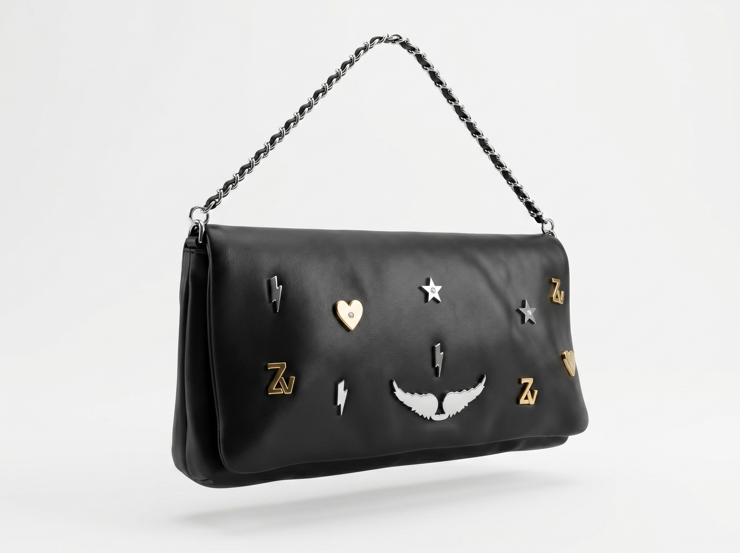 Zadig & Voltaire Black Rock Charm Chain Shoulder Bag 🖤⚡⭐🪽✨