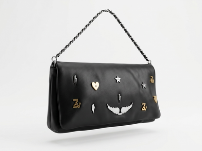 Zadig & Voltaire Black Rock Charm Chain Shoulder Bag 🖤⚡⭐🪽✨
