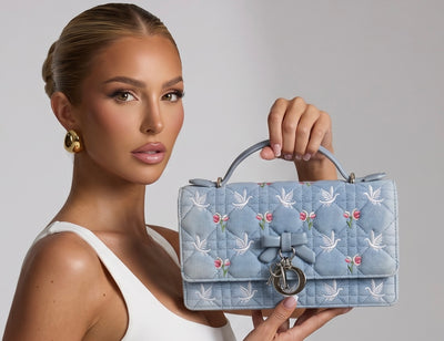 🩵 Dior Lady D-Lite Blue Dove Embroidered Handbag – Limited Edition Elegance 🩵