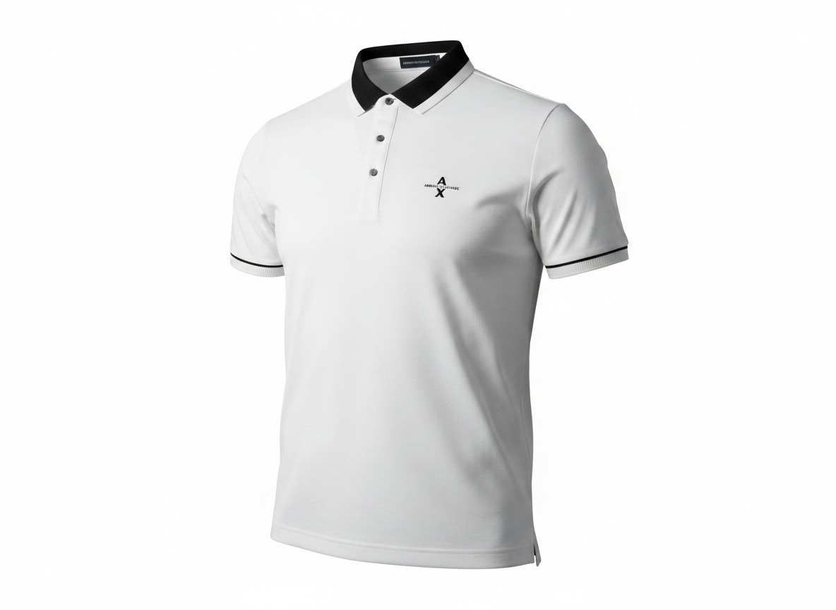Armani Exchange White Polo Shirt 🤍🖤 Clean Contrast Essential
