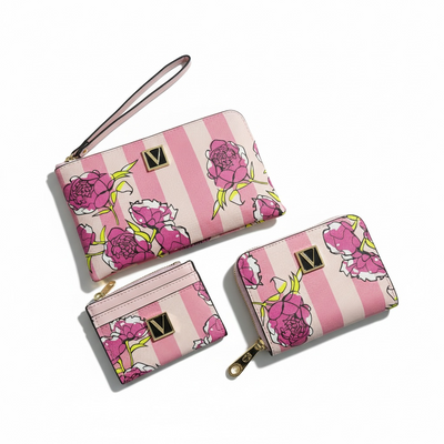 🌸 Victoria’s Secret Pink Floral Wallet & Card Holder Set 💖✨