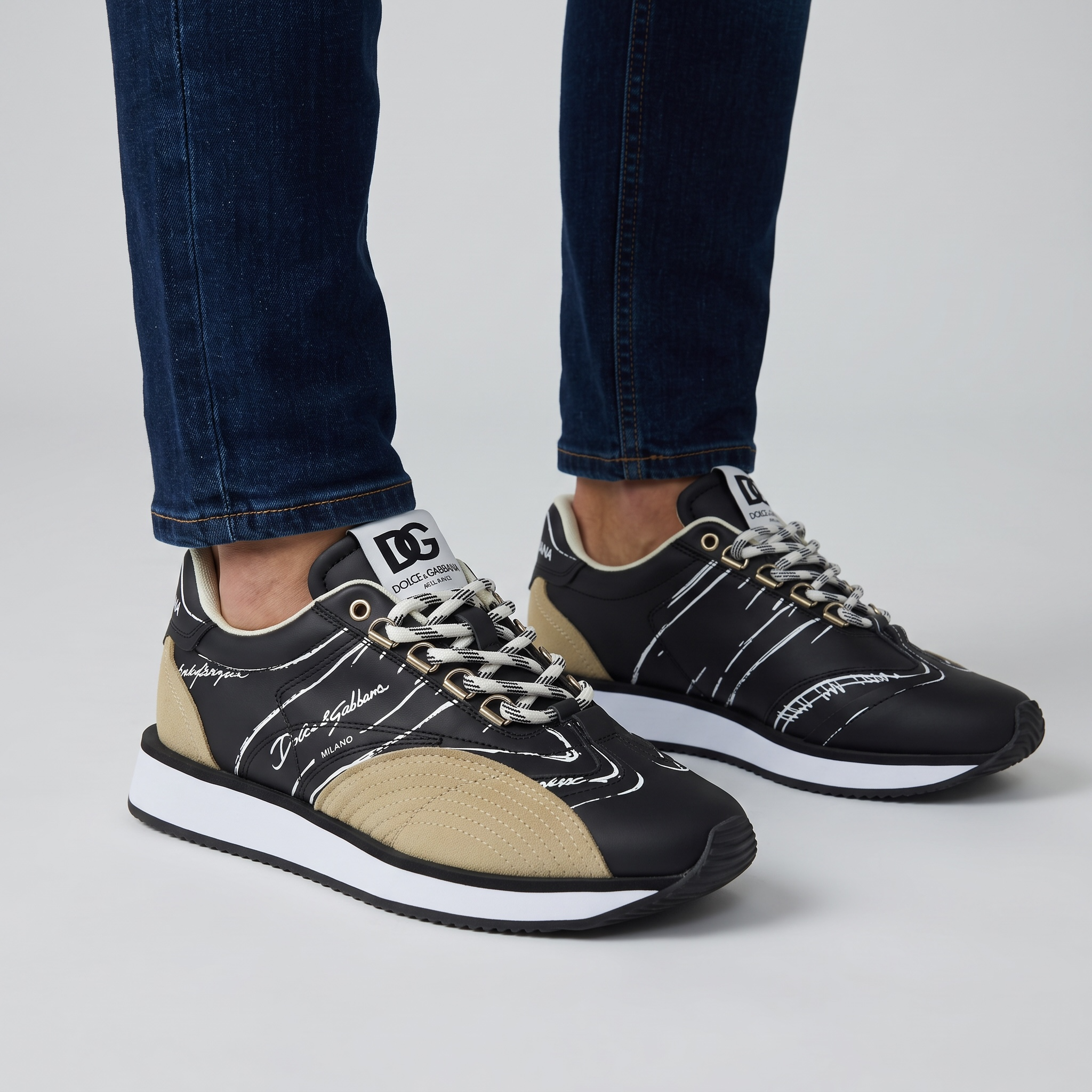 Dolce & Gabbana Black Graphic Sneakers 🖤✍️🔥 | Luxury Artistic Streetwear 👟✨