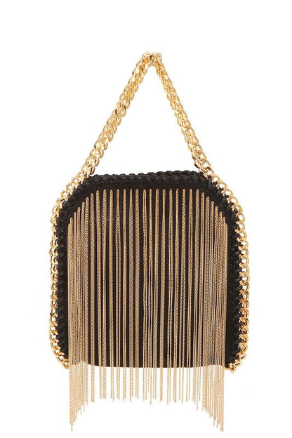 STELLA McCARTNEY Falabella Fringe Bag – Gold Chain Edition ✨🖤