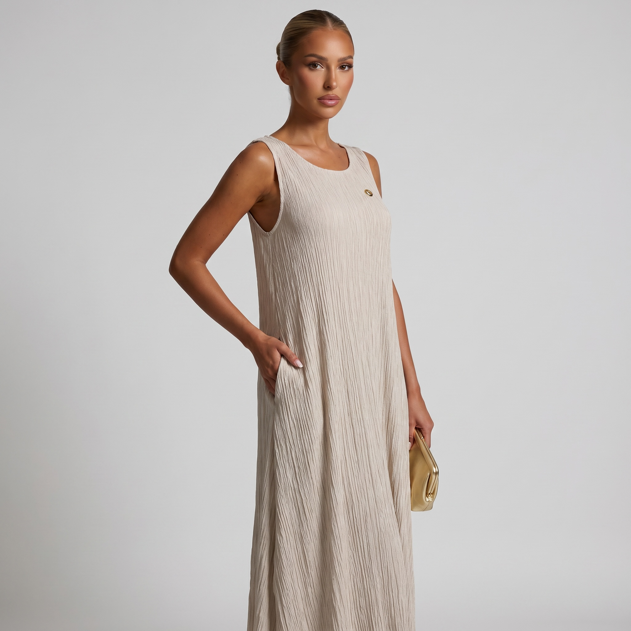🤍 Loro Piana Linen Blend Sleeveless Maxi Dress ✨ one size