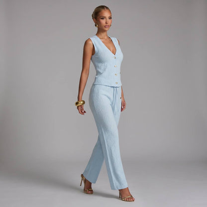 Loro Piana Textured Knit Co-Ord Set – Sky Blue 💙✨