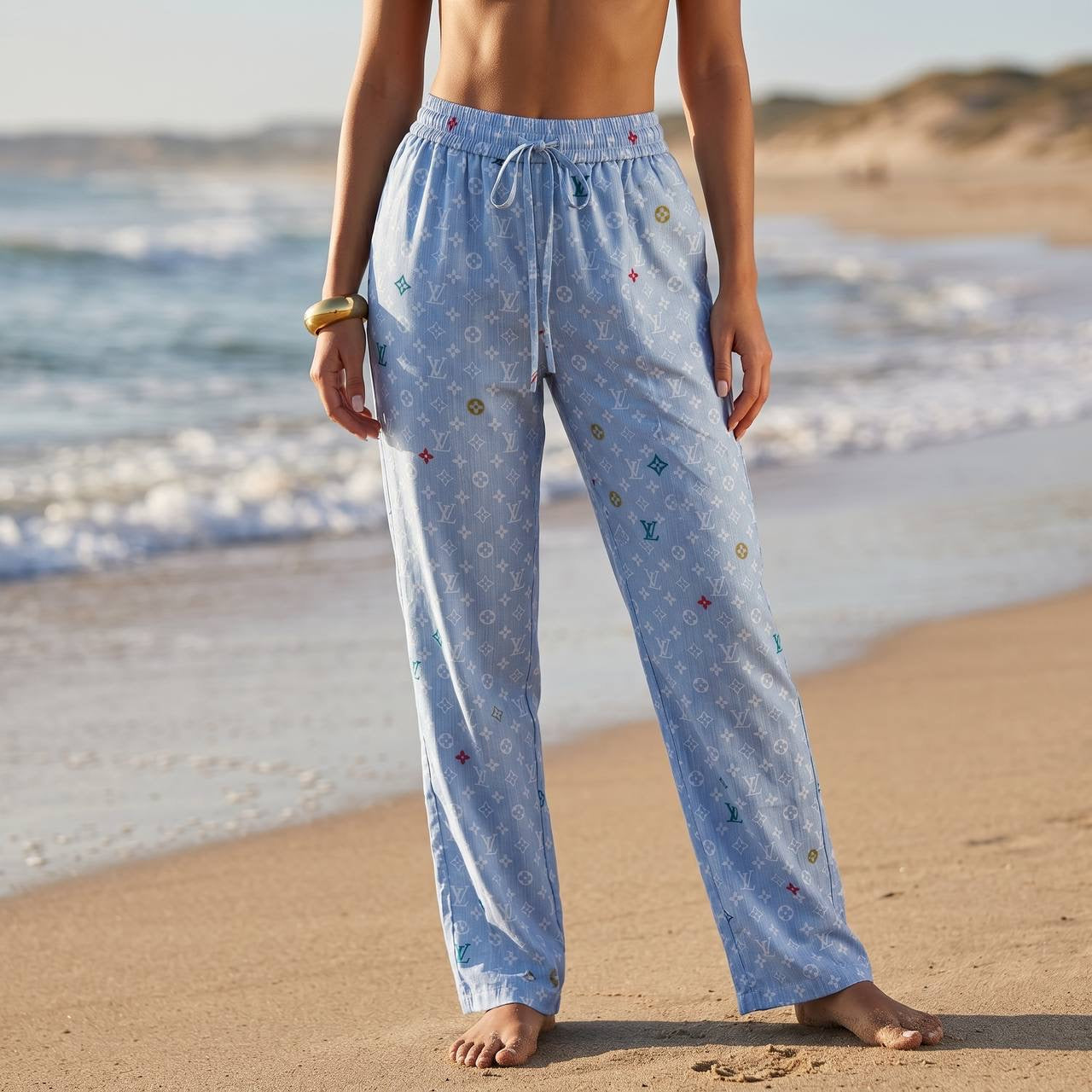 💙 Louis Vuitton Monogram Silk Lounge Pants