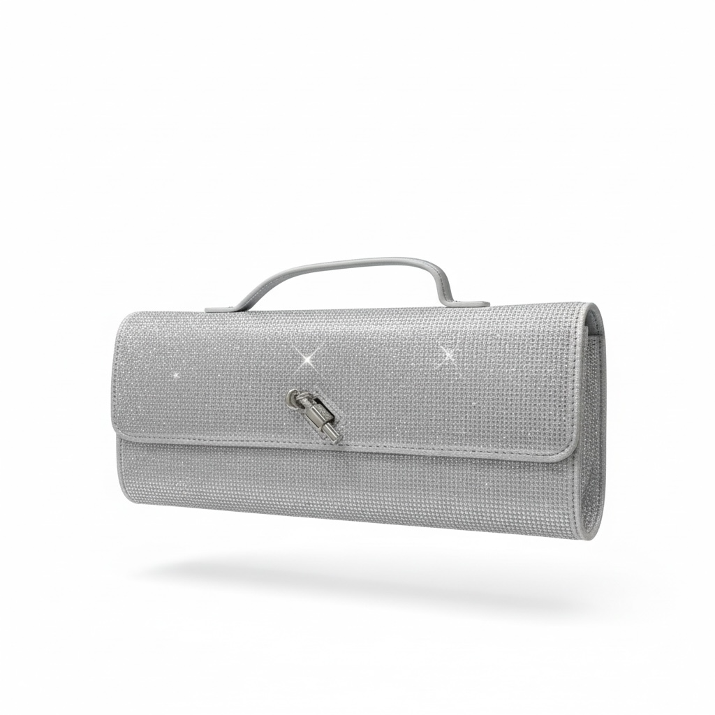 ✨ Bottega Veneta Silver Crystal Knot Clutch – Luxury Evening Handbag ✨