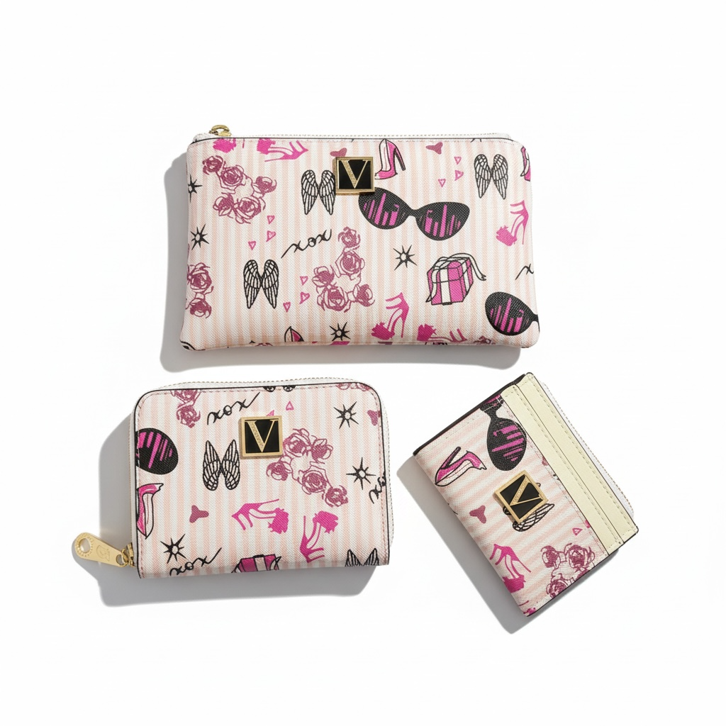 💗 Victoria’s Secret Pink Icon Print Wallet & Card Holder Set ✨