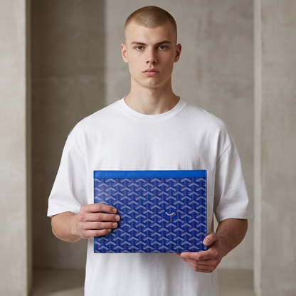 💙 Goyard Saint Louis Blue Flat Zip Pouch