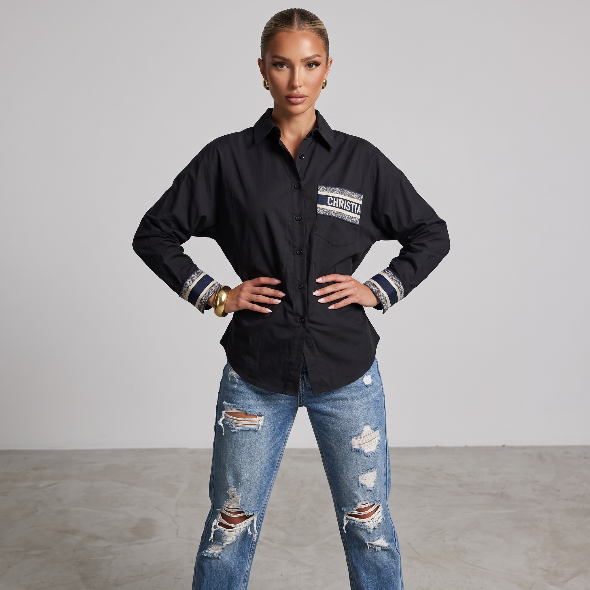Dior Oblique Stripe Oversized Shirt one size